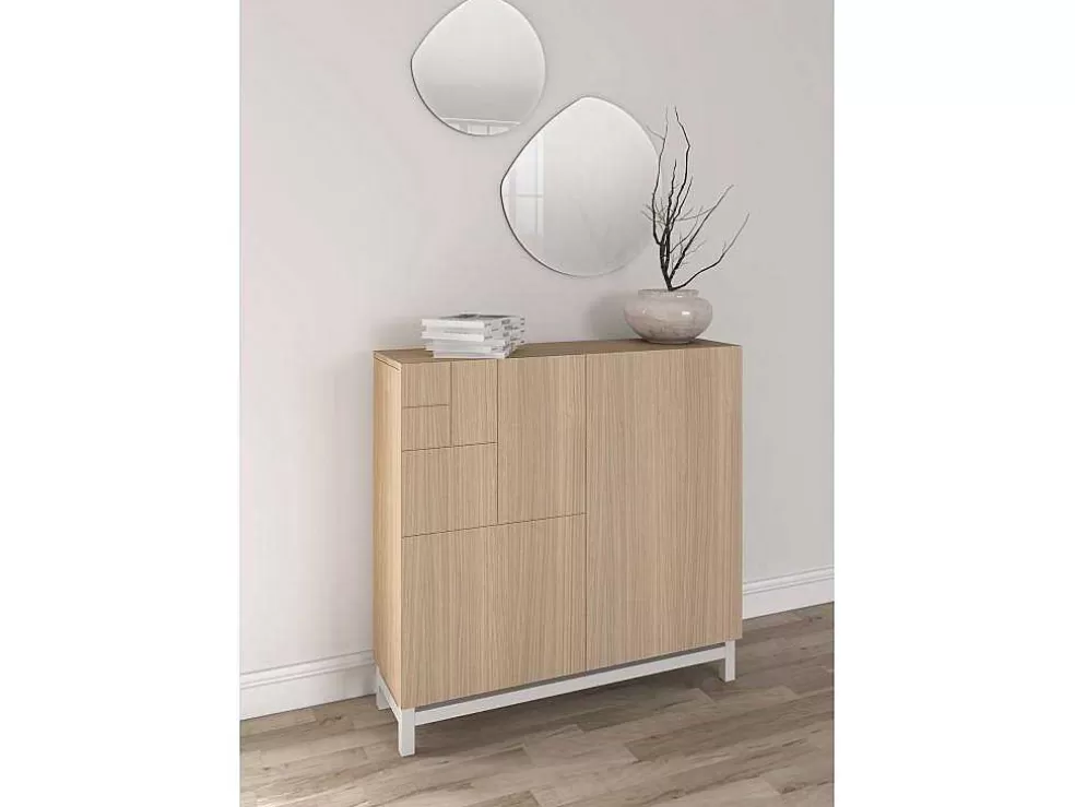 Herdasa Sapateiro/Móvel Organização - H90Cm X L90Cm X P27Cm Nogueira Clara Pernas Branco - Copenhague* Sapateira
