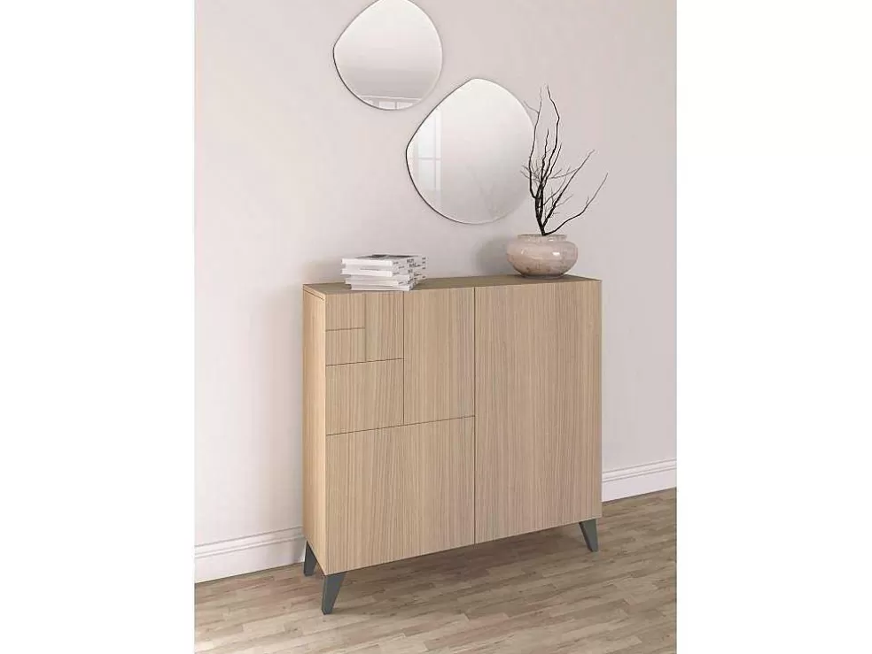 Herdasa Sapateiro/Móvel Organização - H87Cm X L90Cm X P27Cm Nogueira Clara Pernas Grafite - Bergen* Sapateira