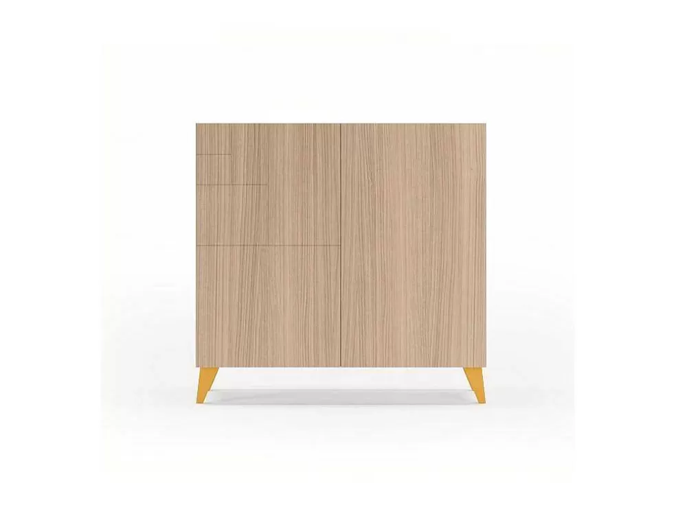 Herdasa Sapateiro/Móvel Organização - H87Cm X L90Cm X P27Cm Nogueira Clara Pernas Mostarda - Bergen* Sapateira