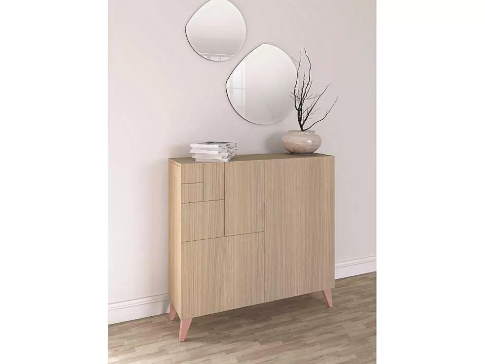 Herdasa Sapateiro/Móvel Organização - H87Cm X L90Cm X P27Cm Nogueira Clara Pernas Rose - Bergen* Sapateira