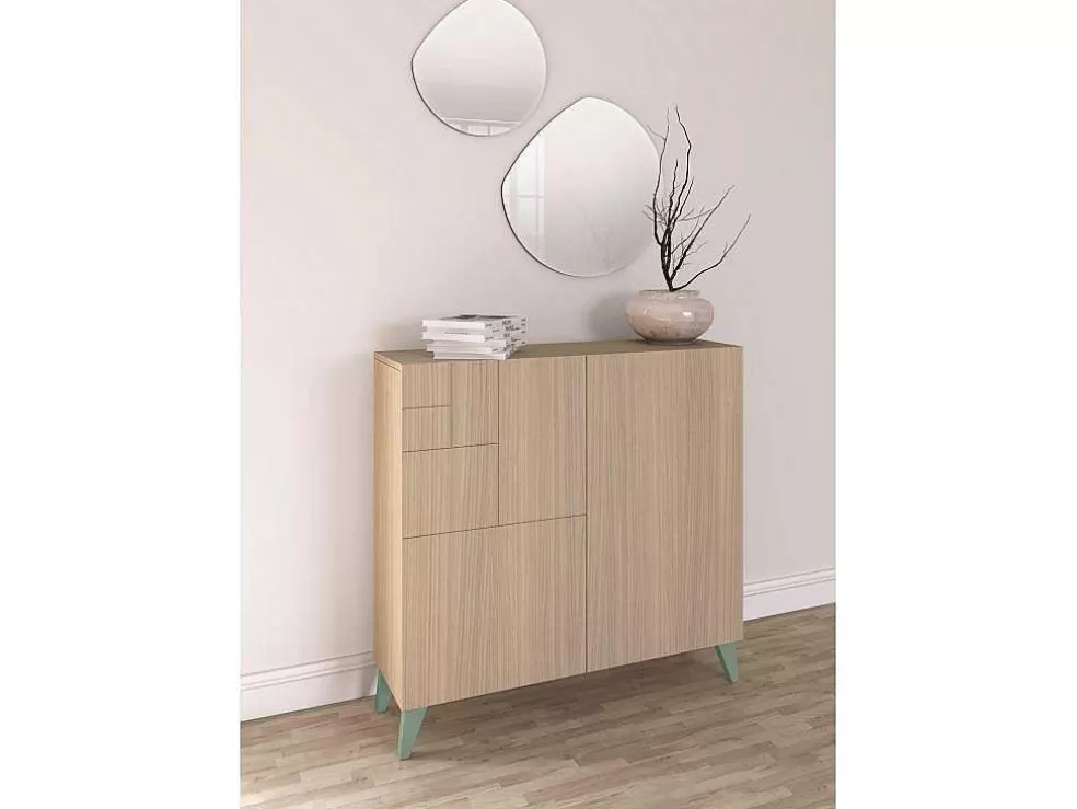 Herdasa Sapateiro/Móvel Organização - H87Cm X L90Cm X P27Cm Nogueira Clara Pernas Verde - Bergen* Sapateira