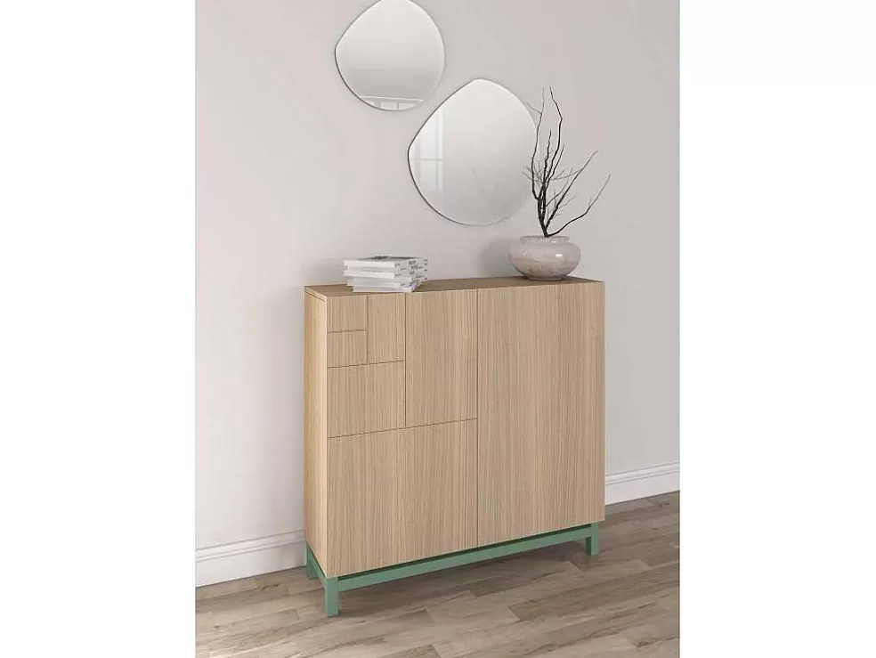 Herdasa Sapateiro/Móvel Organização - H90Cm X L90Cm X P27Cm Nogueira Clara Pernas Verde - Copenhague* Sapateira