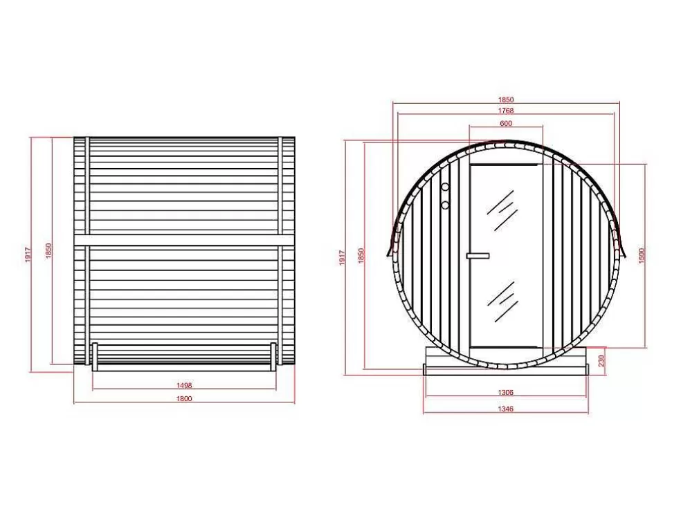 VOGUE SAUNA Sauna De Exterior 4 Lugares Com Salamandra De 6 Kw C185 X L180 X A190 Cm - Isokyro* Sauna De Exterior
