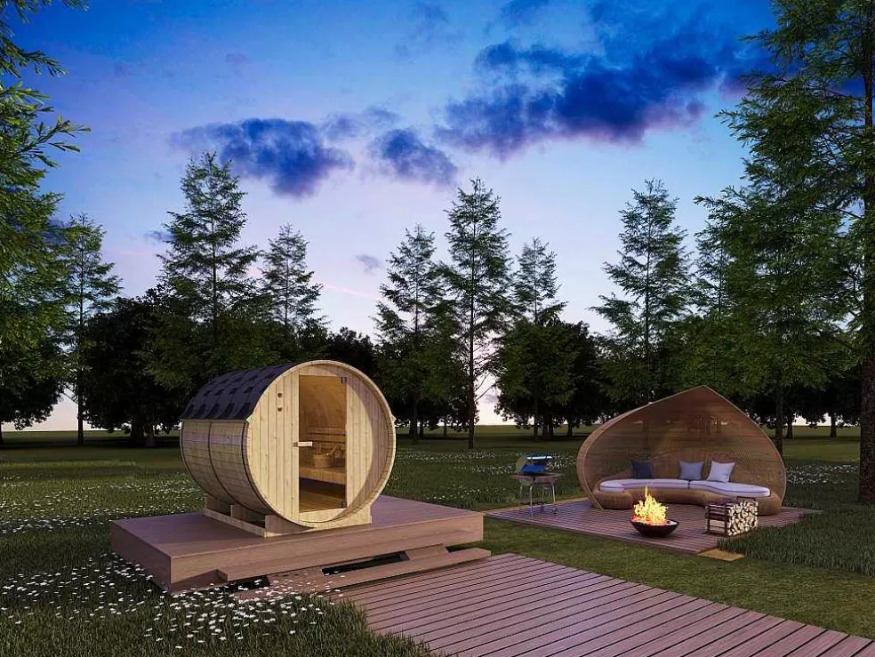 VOGUE SAUNA Sauna De Exterior 6 Lugares Com Salamandra De 8 Kw C185 X L220 X A190 Cm - Isokyro* Sauna De Exterior