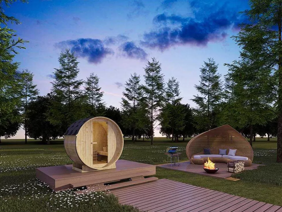 VOGUE SAUNA Sauna De Exterior 2 Lugares Com Salamandra De 3,5 Kw C185 X L120 X A190 Cm - Isokyro* Sauna De Exterior