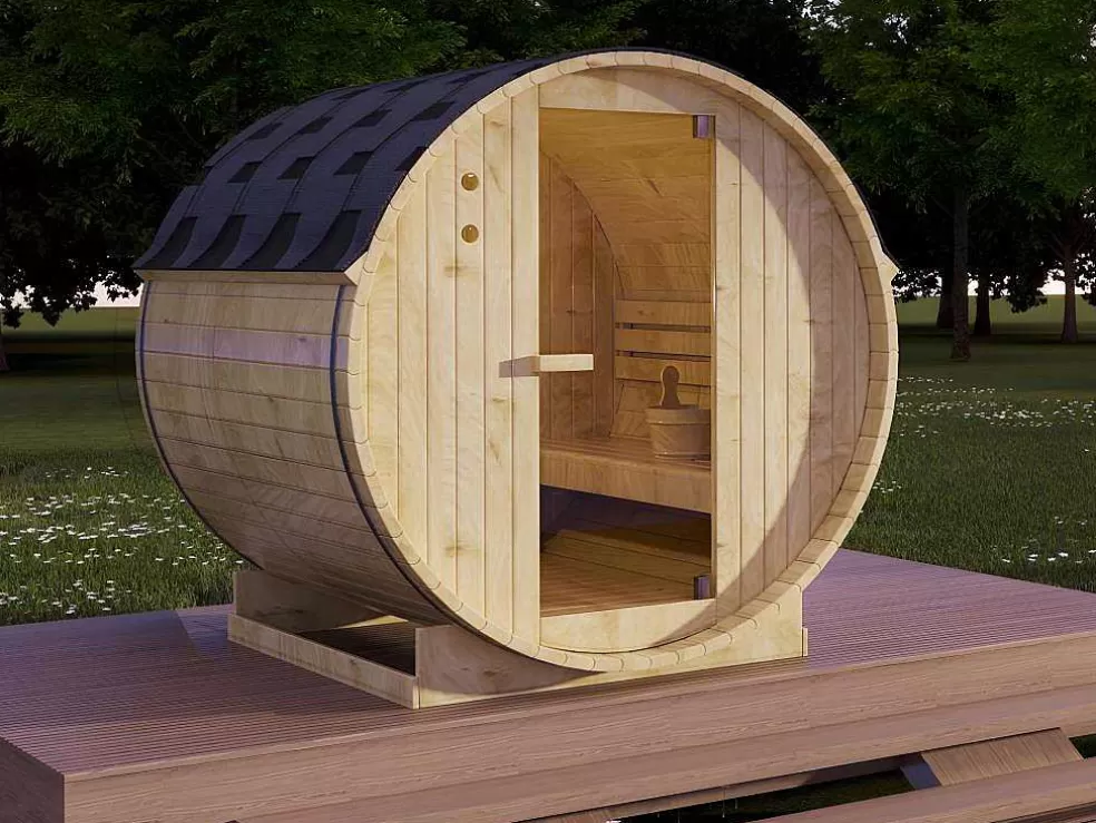 VOGUE SAUNA Sauna De Exterior 4 Lugares Com Salamandra De 6 Kw C185 X L180 X A190 Cm - Isokyro* Sauna De Exterior