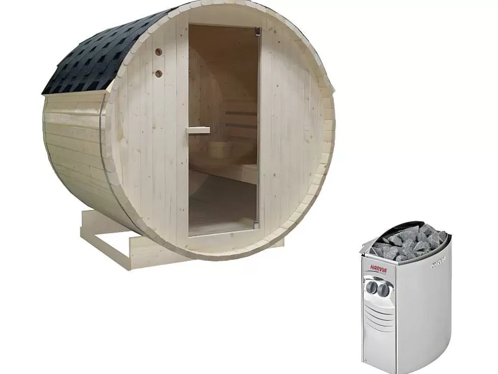 VOGUE SAUNA Sauna De Exterior 4 Lugares Com Salamandra De 6 Kw C185 X L180 X A190 Cm - Isokyro* Sauna De Exterior