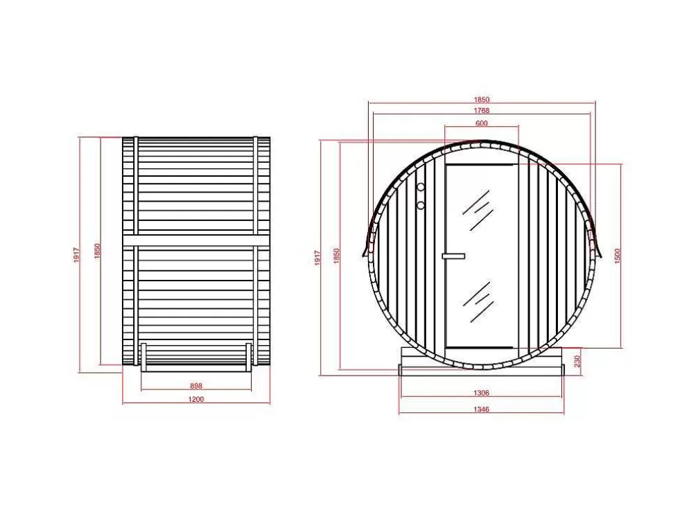 VOGUE SAUNA Sauna De Exterior 2 Lugares Com Salamandra De 3,5 Kw C185 X L120 X A190 Cm - Isokyro* Sauna De Exterior