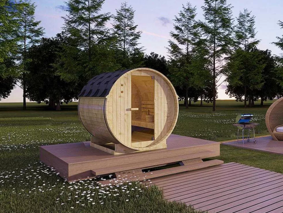 VOGUE SAUNA Sauna De Exterior 4 Lugares Com Salamandra De 6 Kw C185 X L180 X A190 Cm - Isokyro* Sauna De Exterior