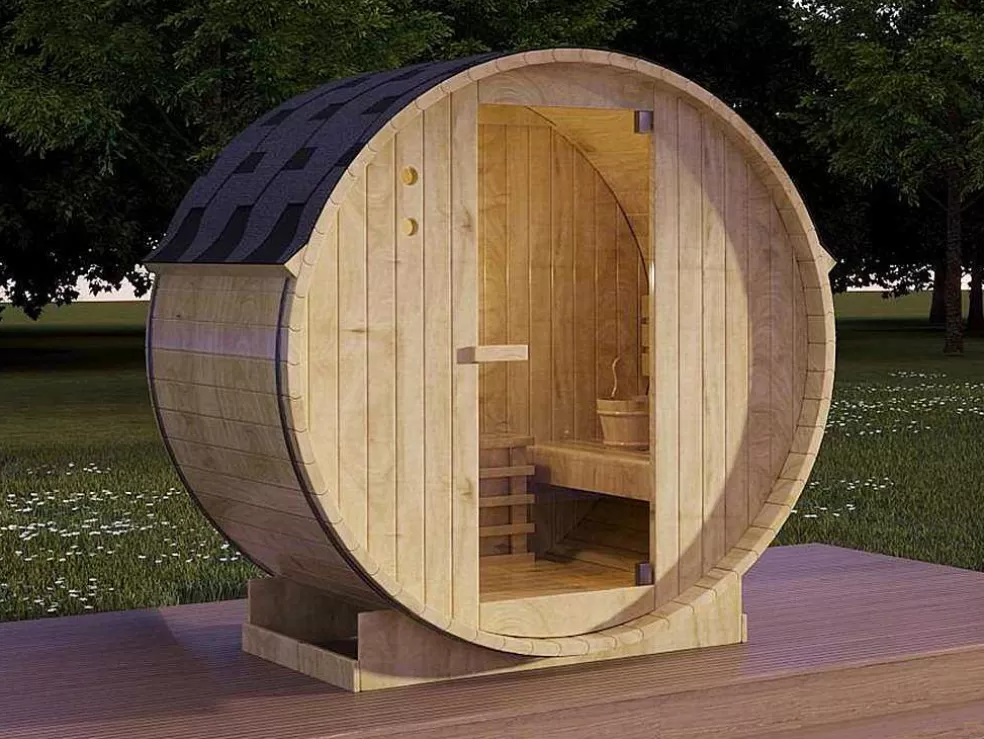 VOGUE SAUNA Sauna De Exterior 2 Lugares Com Salamandra De 3,5 Kw C185 X L120 X A190 Cm - Isokyro* Sauna De Exterior