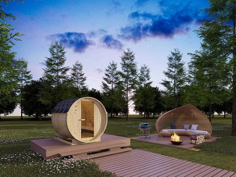 VOGUE SAUNA Sauna De Exterior 4 Lugares Com Salamandra De 6 Kw C185 X L180 X A190 Cm - Isokyro* Sauna De Exterior