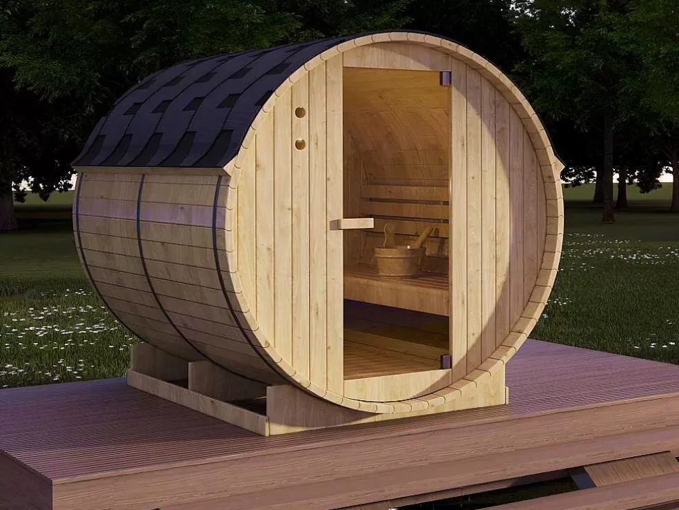 VOGUE SAUNA Sauna De Exterior 6 Lugares Com Salamandra De 8 Kw C185 X L220 X A190 Cm - Isokyro* Sauna De Exterior