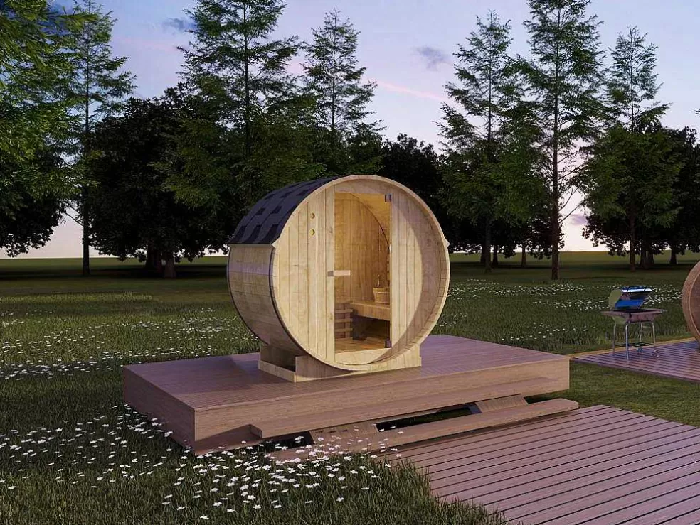 VOGUE SAUNA Sauna De Exterior 2 Lugares Com Salamandra De 3,5 Kw C185 X L120 X A190 Cm - Isokyro* Sauna De Exterior