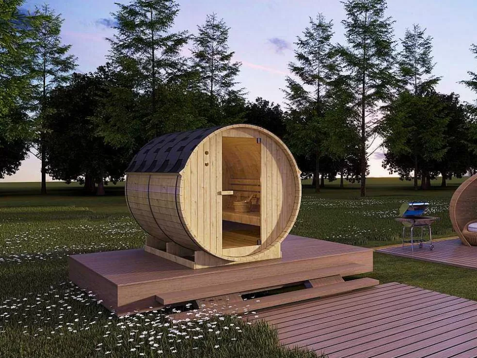 VOGUE SAUNA Sauna De Exterior 6 Lugares Com Salamandra De 8 Kw C185 X L220 X A190 Cm - Isokyro* Sauna De Exterior