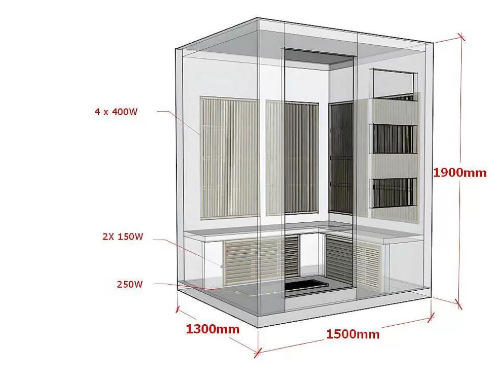 VOGUE SAUNA Sauna De Infravermelhos 3/4 Lugares Gama Prestigio Mikeli Iii - C150*P130*A190 Cm - Preto* Sauna Infravermelhos