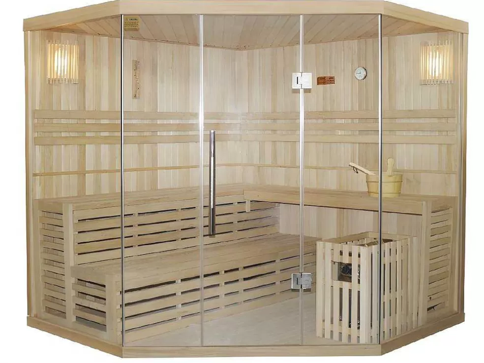 VOGUE SAUNA Sauna Tradicional Finlandesa De Canto 4/5 Lugares De Vidro Gama Prestige Imatra - C220*L220*A210 Cm* Sauna Clássica