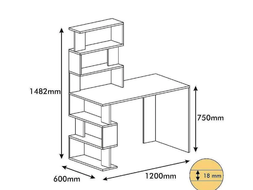 EPIKASA Secretária Cleide, Branco, Vermelho, Preto, 120X60X148,2 Cm, * Secretária