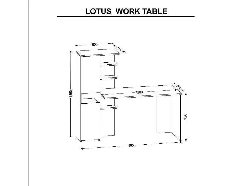 EPIKASA Secretária Clio, Branco, 150X60X135 Cm, * Secretária