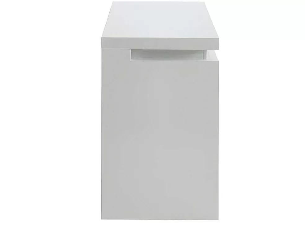 Vente-unique Secretária Com 3 Gavetas - Mdf Lacado A Branco - Leds - Emerson* Secretária