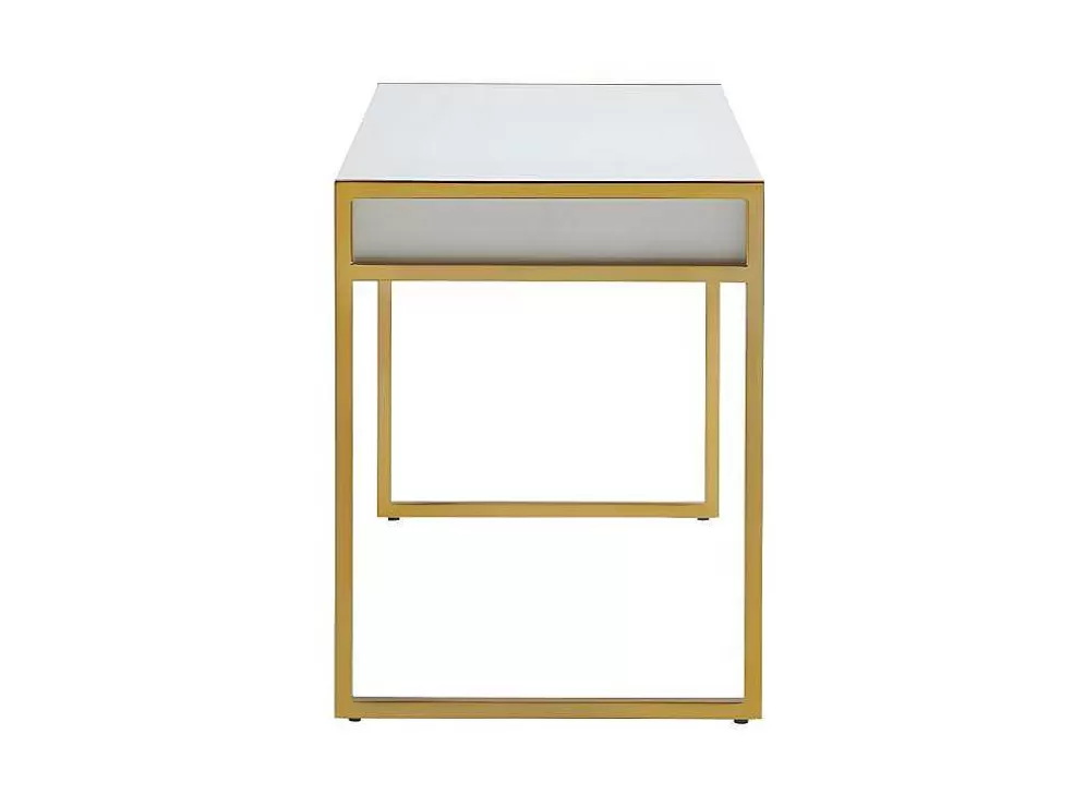 PASCAL MORABITO Secretária Com 2 Gavetas Em Mdf E Metal Cor Branco E Dourado - Mason* Secretária