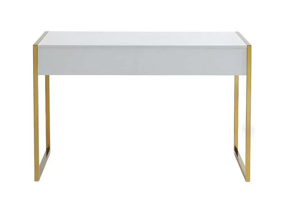 PASCAL MORABITO Secretária Com 2 Gavetas Em Mdf E Metal Cor Branco E Dourado - Mason* Secretária