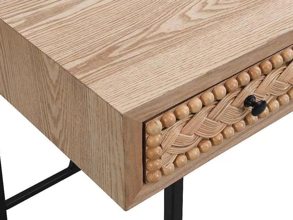 Vente-unique Secretária Com 3 Gavetas Mdf E Metal Cor Natural E Preto - Akivi* Secretária