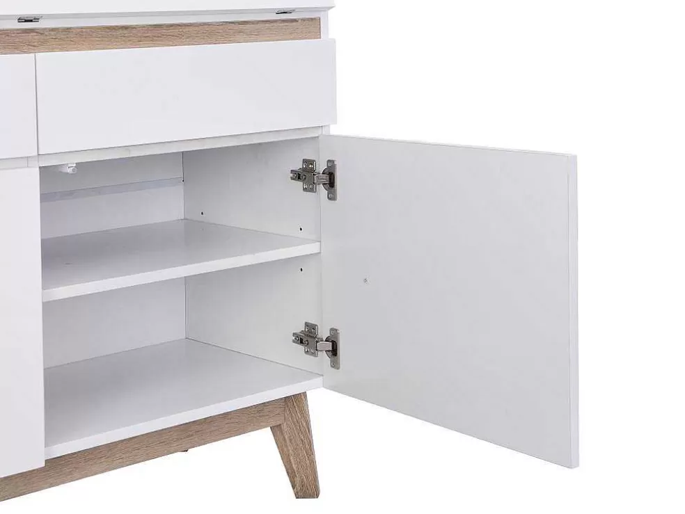Vente-unique Secretária Com 2 Portas E 2 Gavetas Mdf Branco E Natural - Rilesa* Secretária