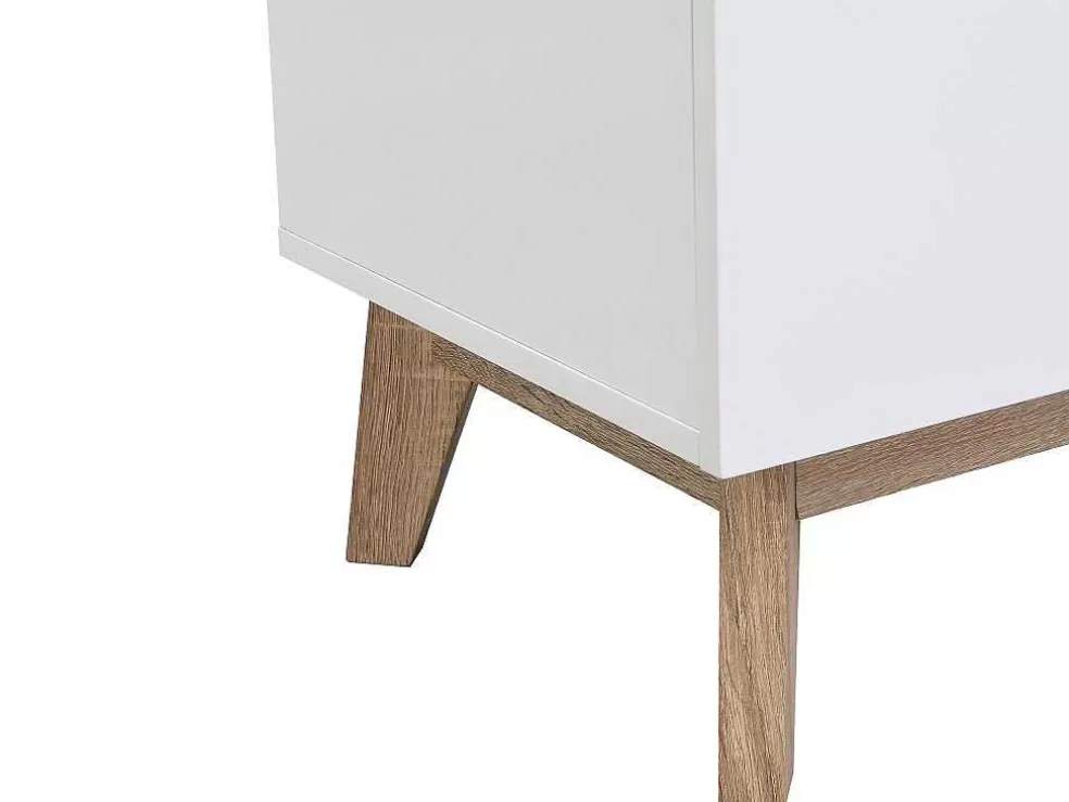 Vente-unique Secretária Com 2 Portas E 2 Gavetas Mdf Branco E Natural - Rilesa* Secretária