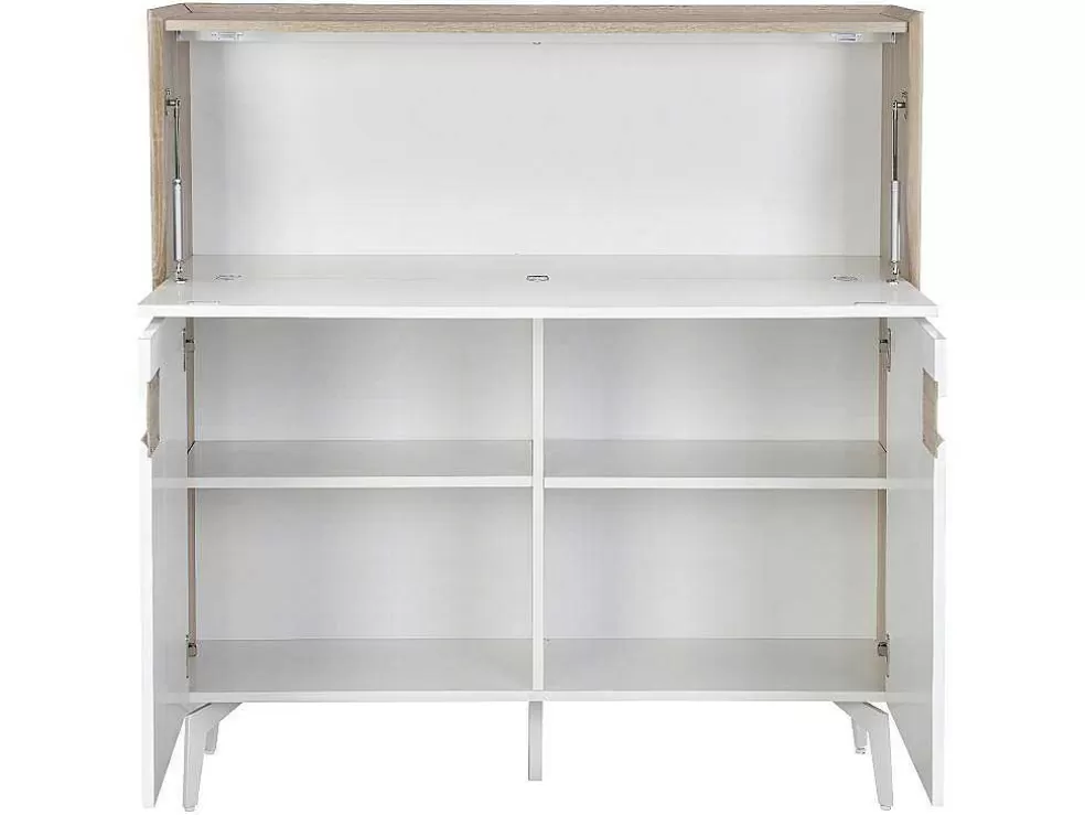Vente-unique Secretária Com 3 Portas Mdf E Metal Cor Natural E Branco - Derelis* Secretária