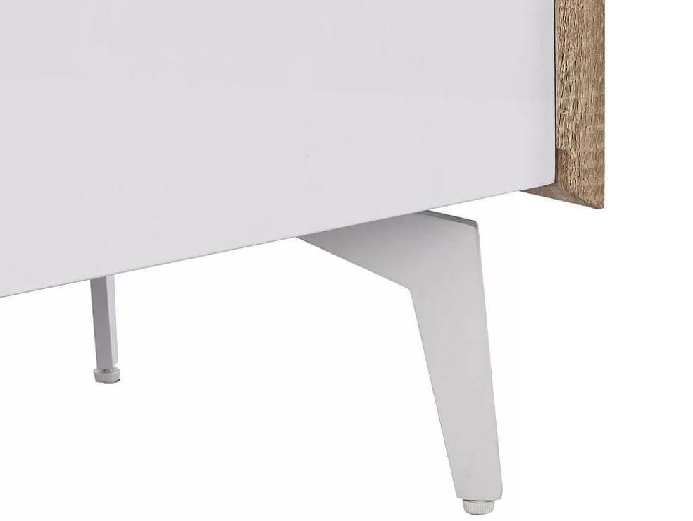 Vente-unique Secretária Com 3 Portas Mdf E Metal Cor Natural E Branco - Derelis* Secretária