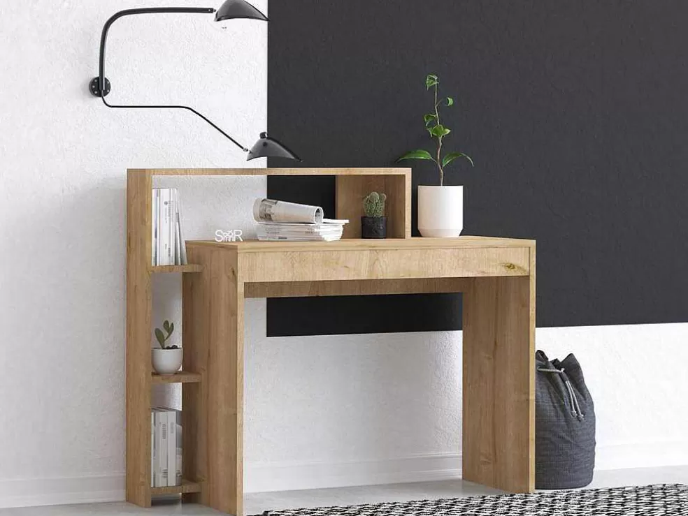 Vente-unique Secretária Consola Com Espacos De Arrumação Cor Natural - Jemila* Consola