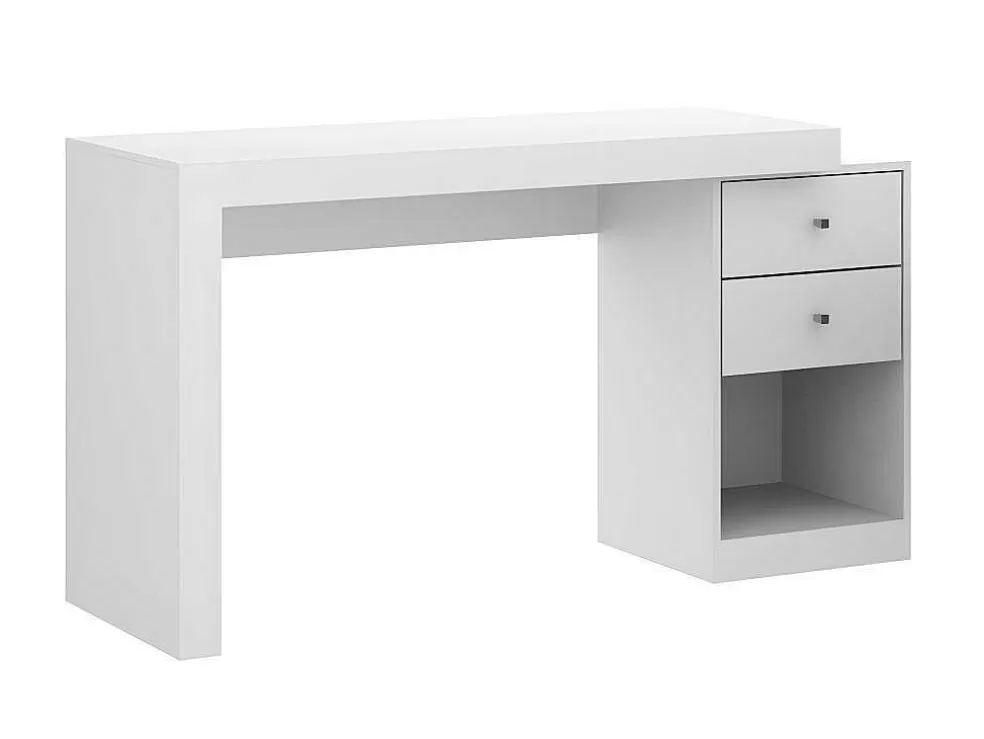Vente-unique Secretária De Canto Com 2 Gavetas E 2 Portas Cor Branco - Evan* Secretária