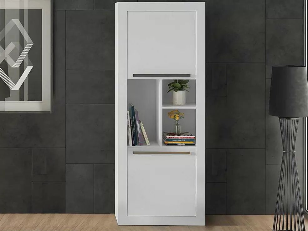 Vente-unique Secretária De Canto Com 2 Gavetas E 2 Portas Cor Branco - Evan* Secretária