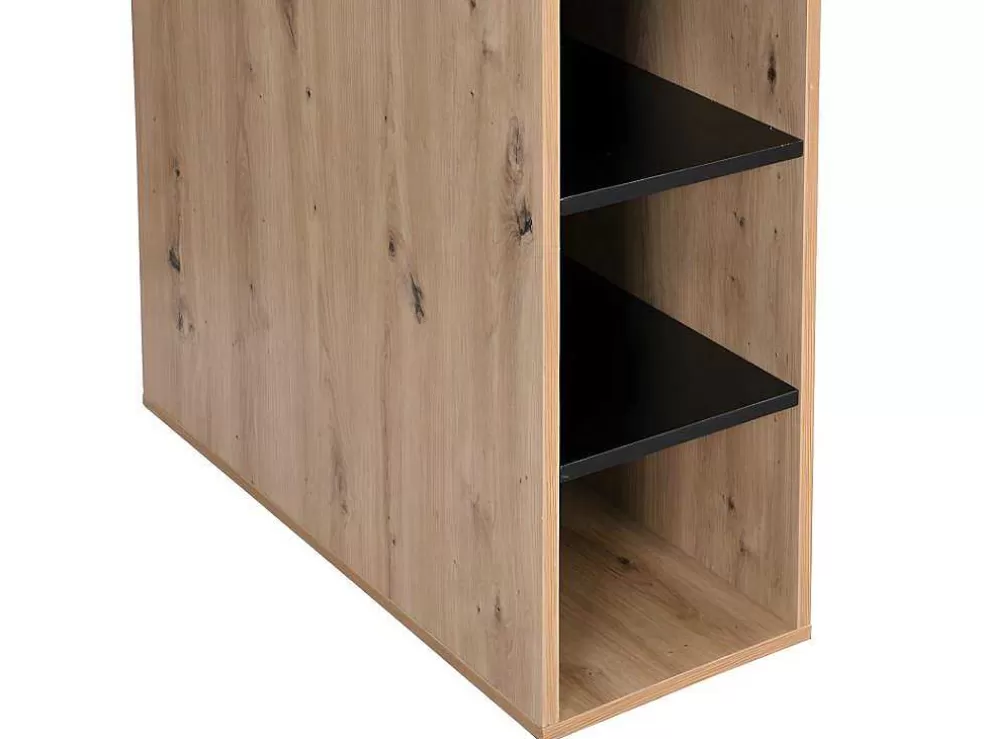 Vente-unique Secretária De Canto Com Espacos De Arrumação Mdf Natural E Preto - Romiara* Secretária
