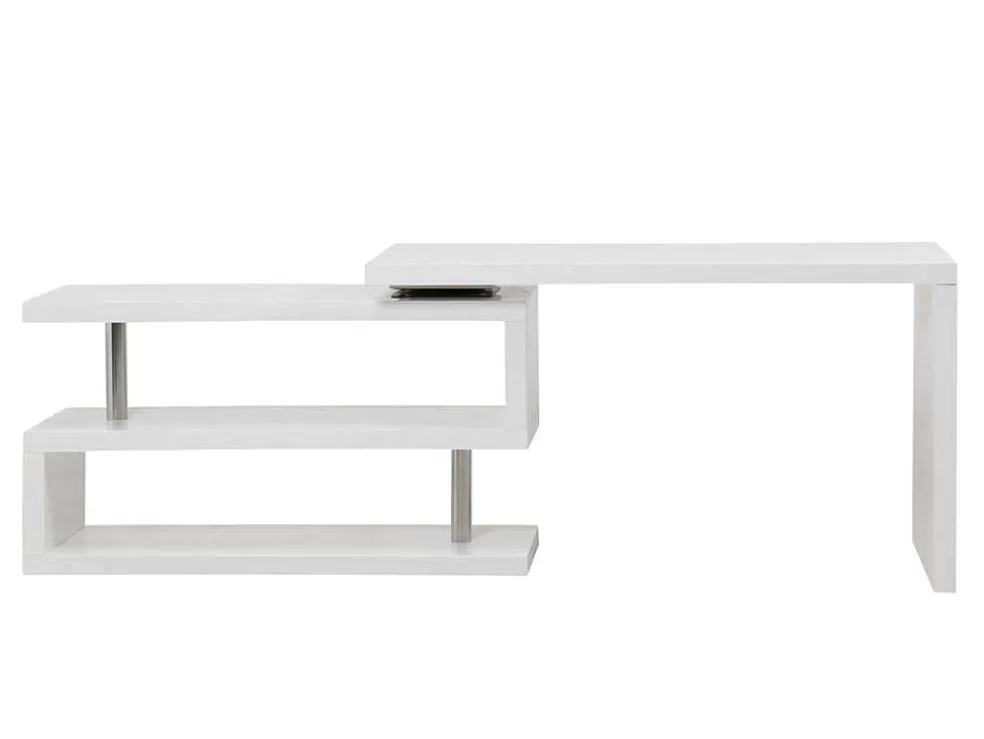 Vente-unique Secretária Extensivel Em Mdf Lacado Cor Branco Com Tampo Giratorio 360° - Nicephore* Secretária