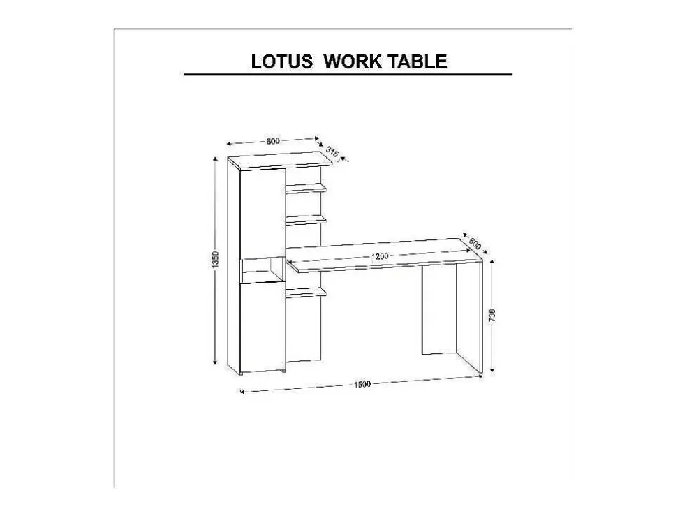 EPIKASA Secretária Lotus, Branco, 150X60X135 Cm, * Secretária