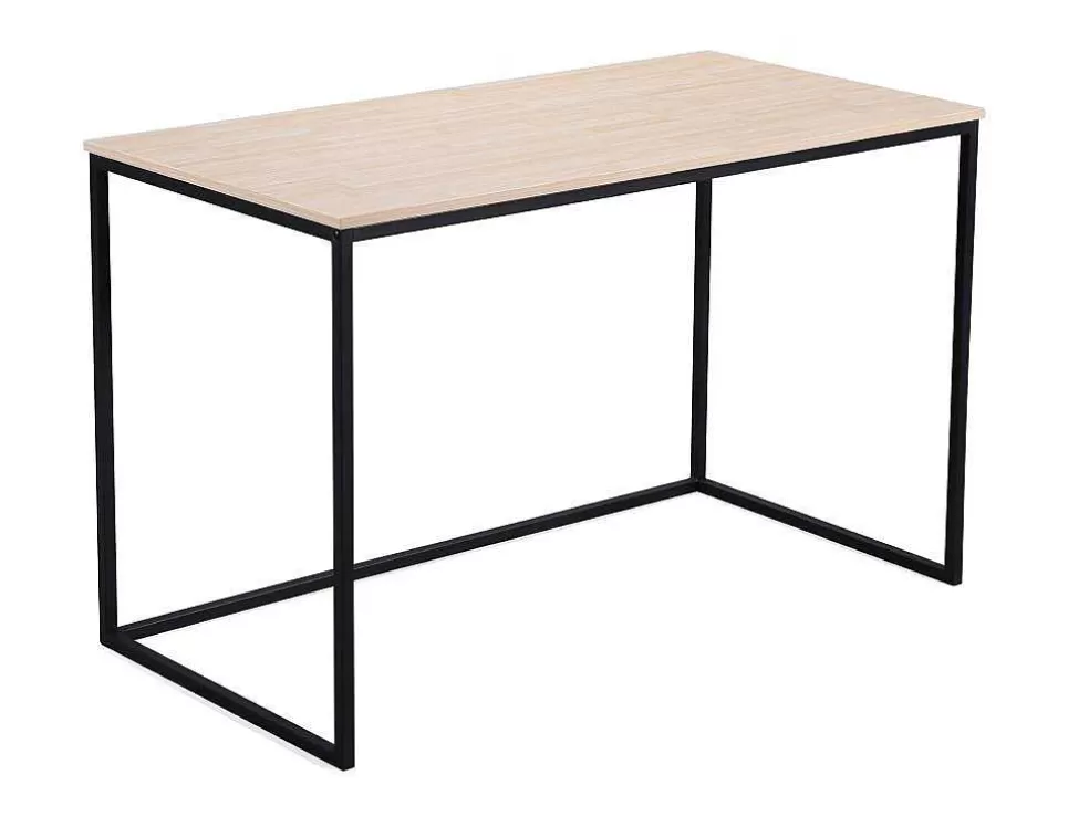 Skraut Home Secretária Mia - Tampo Em Carvalho Nordico, 19 Mm De EsPéssura. Pernas De Metal Preto. 120X60X75Cm* Secretária