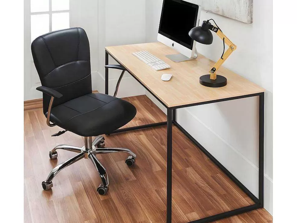 Skraut Home Secretária Mia - Tampo Em Carvalho Nordico, 19 Mm De EsPéssura. Pernas De Metal Preto. 120X60X75Cm* Secretária