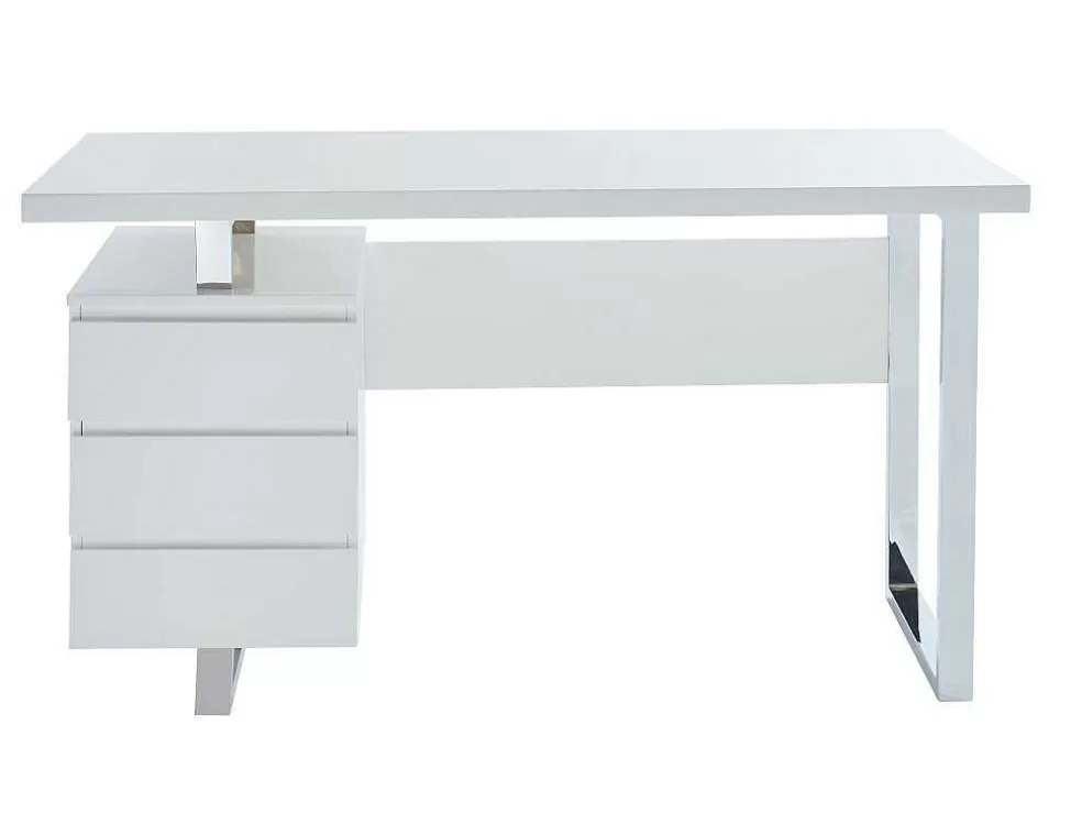 Vente-unique Secretária Mylan Com Arrumacoes - 3 Gavetas - Mdf Lacado Branco* Secretária