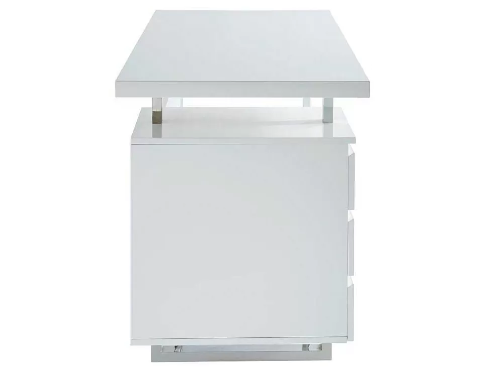 Vente-unique Secretária Mylan Com Arrumacoes - 3 Gavetas - Mdf Lacado Branco* Secretária