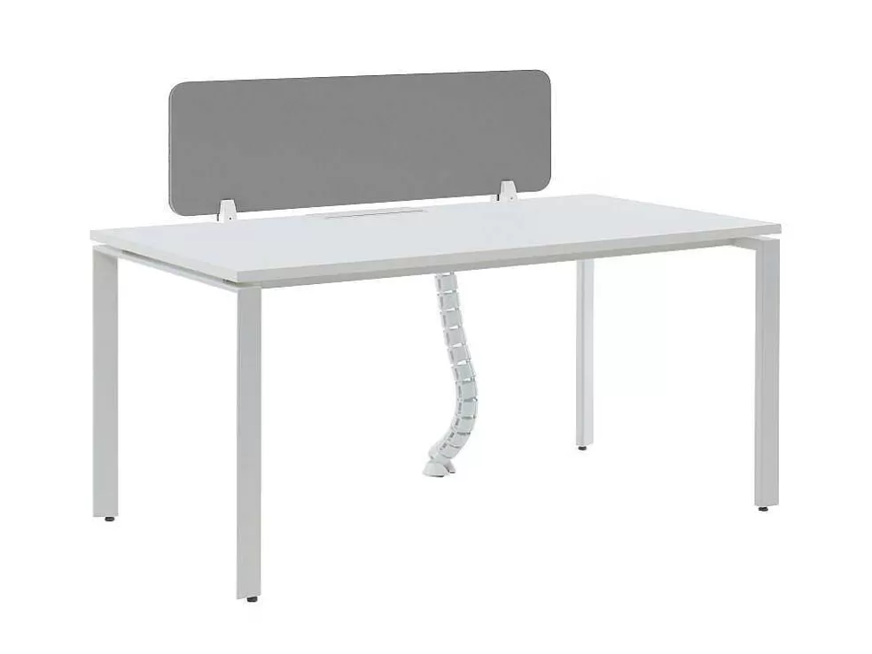 Workēa Secretária Profissional 1 Péssoa Branco C160 Cm Com Separador - Downtown* Mobiliário De Escritório