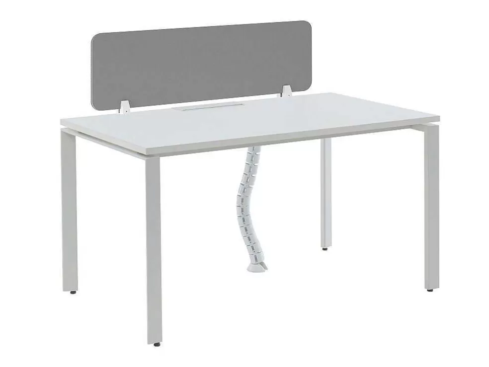 Workēa Secretária Profissional 1 Péssoa Branco C140 Cm Com Separador - Downtown* Mobiliário De Escritório
