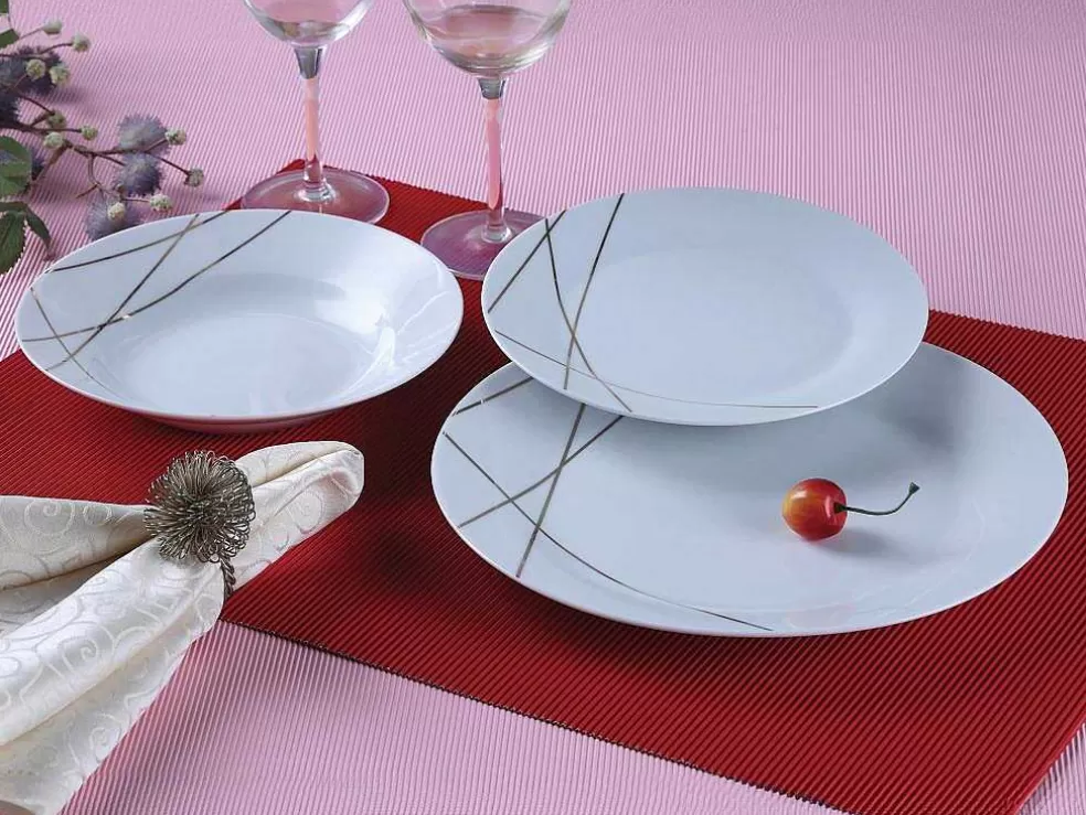 OZAIA Servico De Loica 18 Pecas Porcelana Branco E Dourado - Linasio* Louça E Utensílios De Cozinha