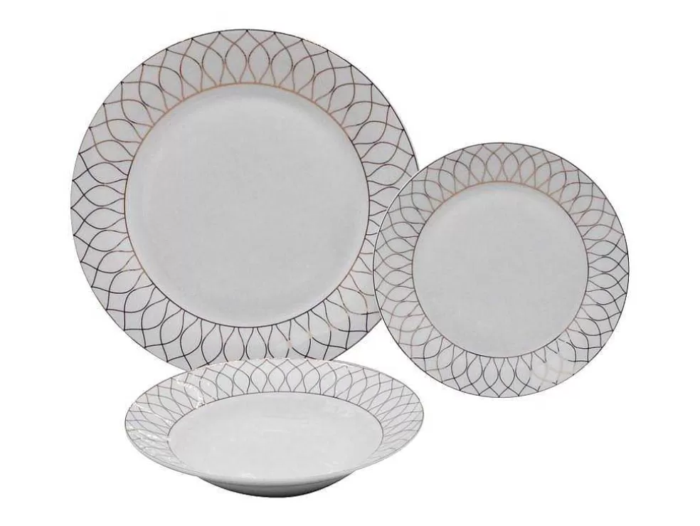 OZAIA Servico De Loica 18 Pecas Porcelana Branco E Dourado - Serisia* Louça E Utensílios De Cozinha