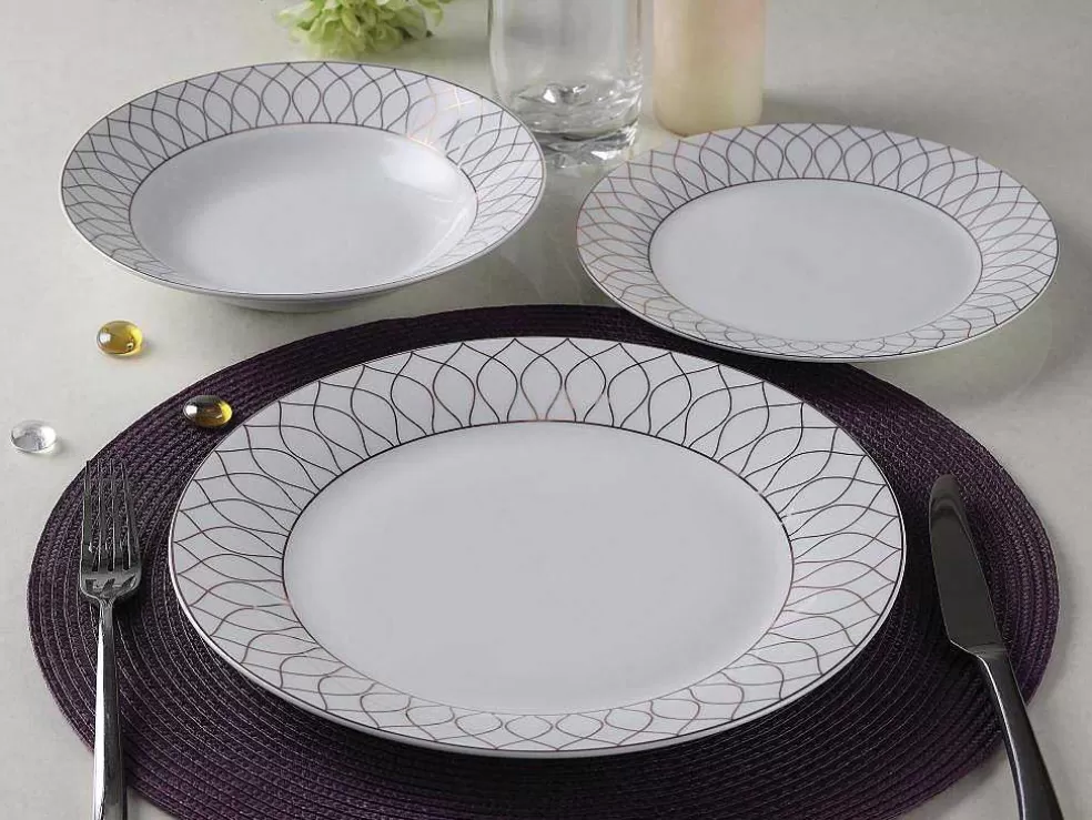 OZAIA Servico De Loica 18 Pecas Porcelana Branco E Dourado - Serisia* Louça E Utensílios De Cozinha