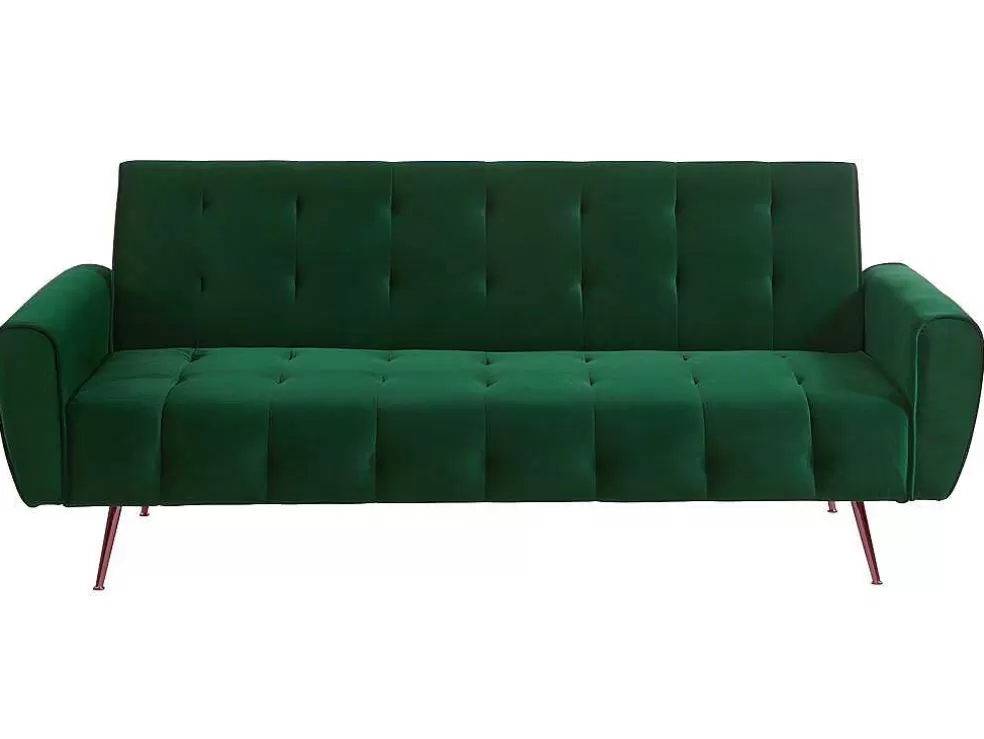 Vente-unique Sofá Cama Clic Calc De 3 Lugares Em Veludo Cinzento Escuro - Polani* Sofá Cama Clic-Clac E Dobravel