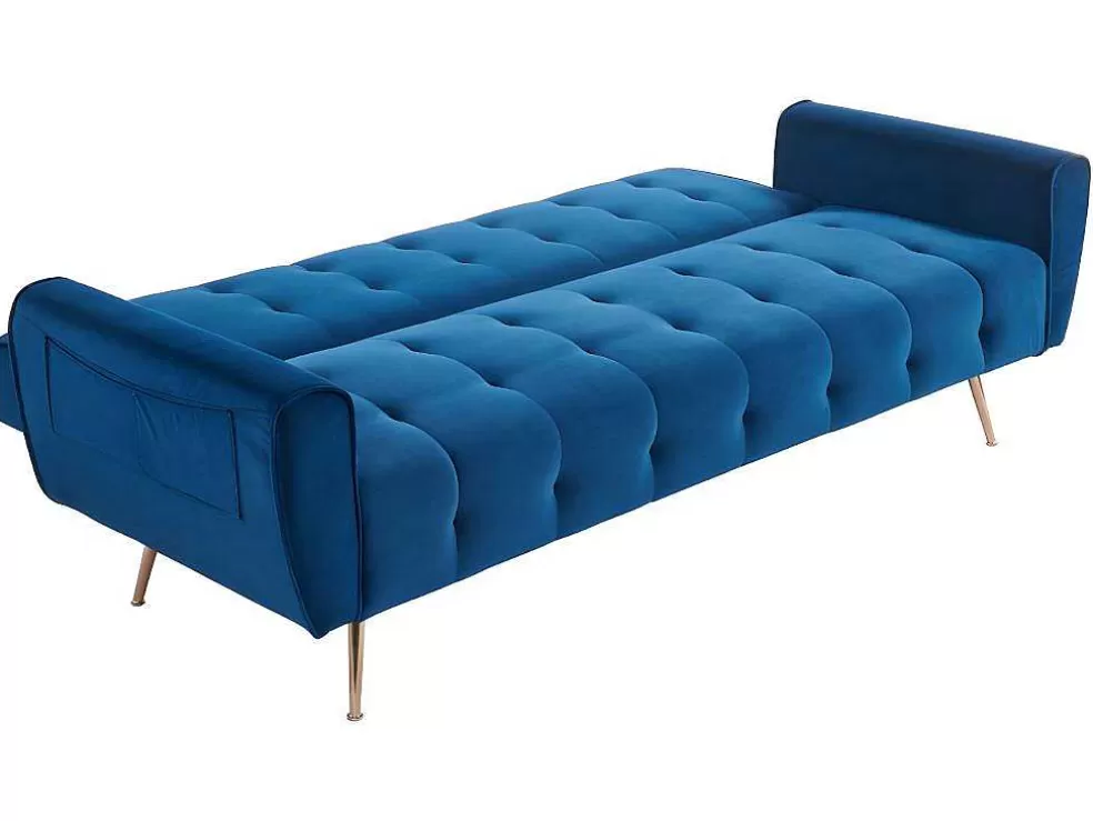 Vente-unique Sofá Cama Clic Calc De 3 Lugares Em Veludo Cinzento Escuro - Polani* Sofá Cama Clic-Clac E Dobravel