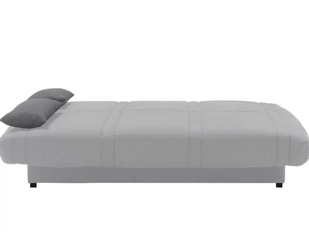 Vente-unique Sofá Cama Clic Clac 100% Algodao Com Espaco De Arrumação Cor Cinza Claro E Almofadas A Contrastar - Farwest Ii* Sofá Cama Clic-Clac E Dobravel