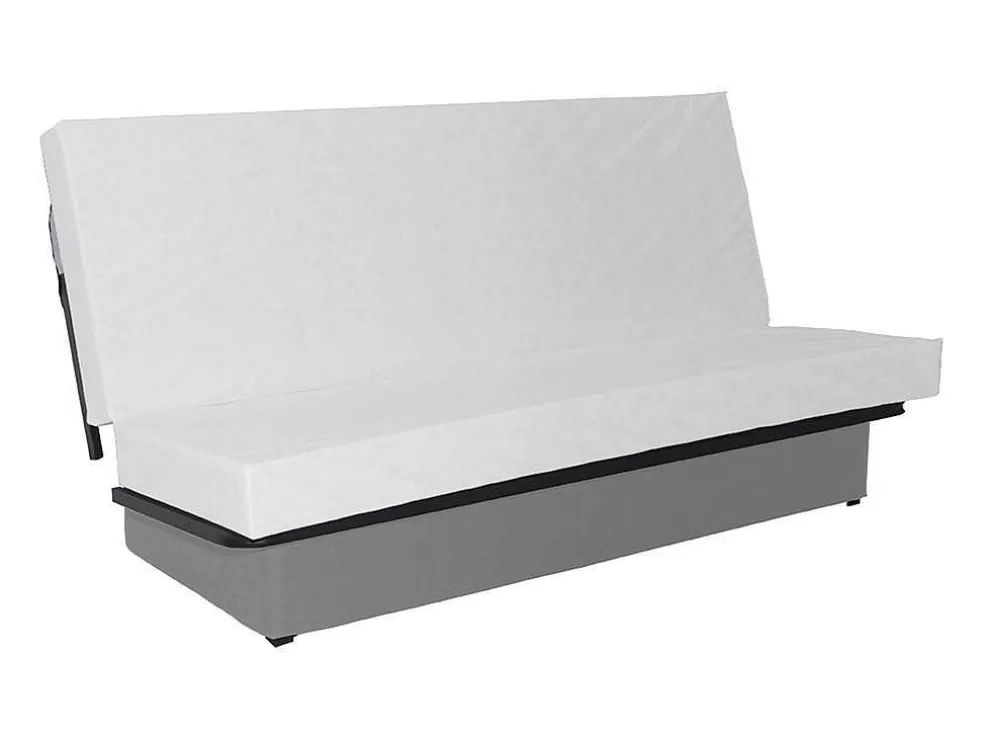 Vente-unique Sofá Cama Clic Clac 100% Algodao Com Espaco De Arrumação Cor Cinza Claro E Almofadas A Contrastar - Farwest Ii* Sofá Cama Clic-Clac E Dobravel