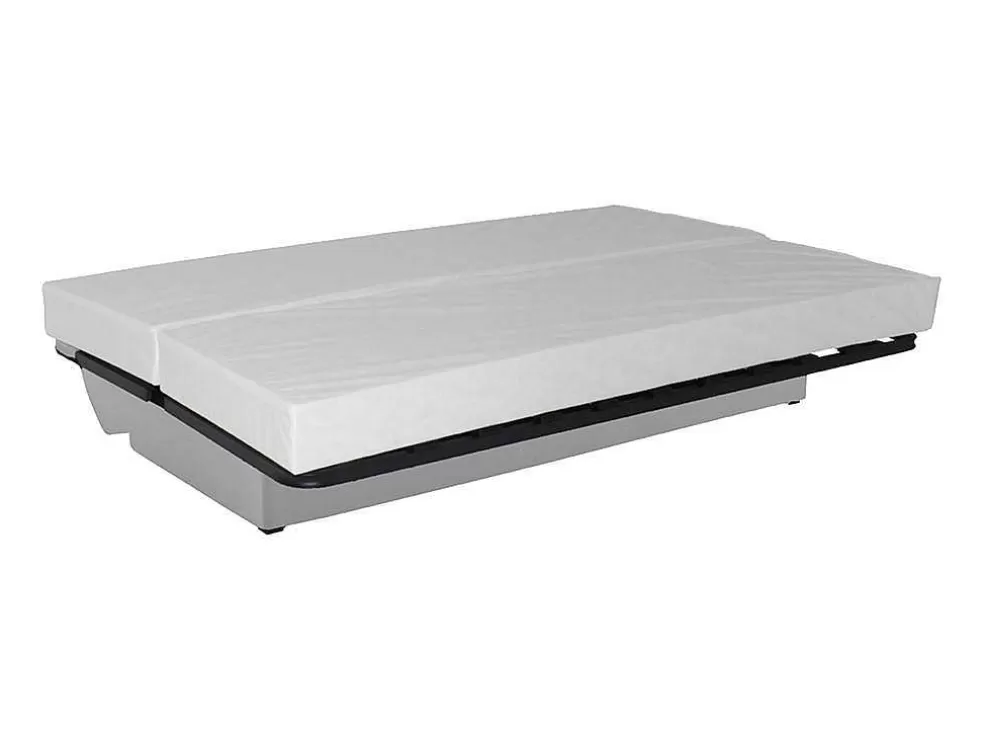 Vente-unique Sofá Cama Clic Clac 100% Algodao Com Espaco De Arrumação Cor Cinza Claro E Almofadas A Contrastar - Farwest Ii* Sofá Cama Clic-Clac E Dobravel
